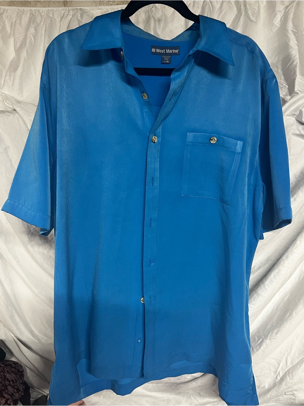 West Marine- Men's Blue Short-Sleeve Button-Up Shirt